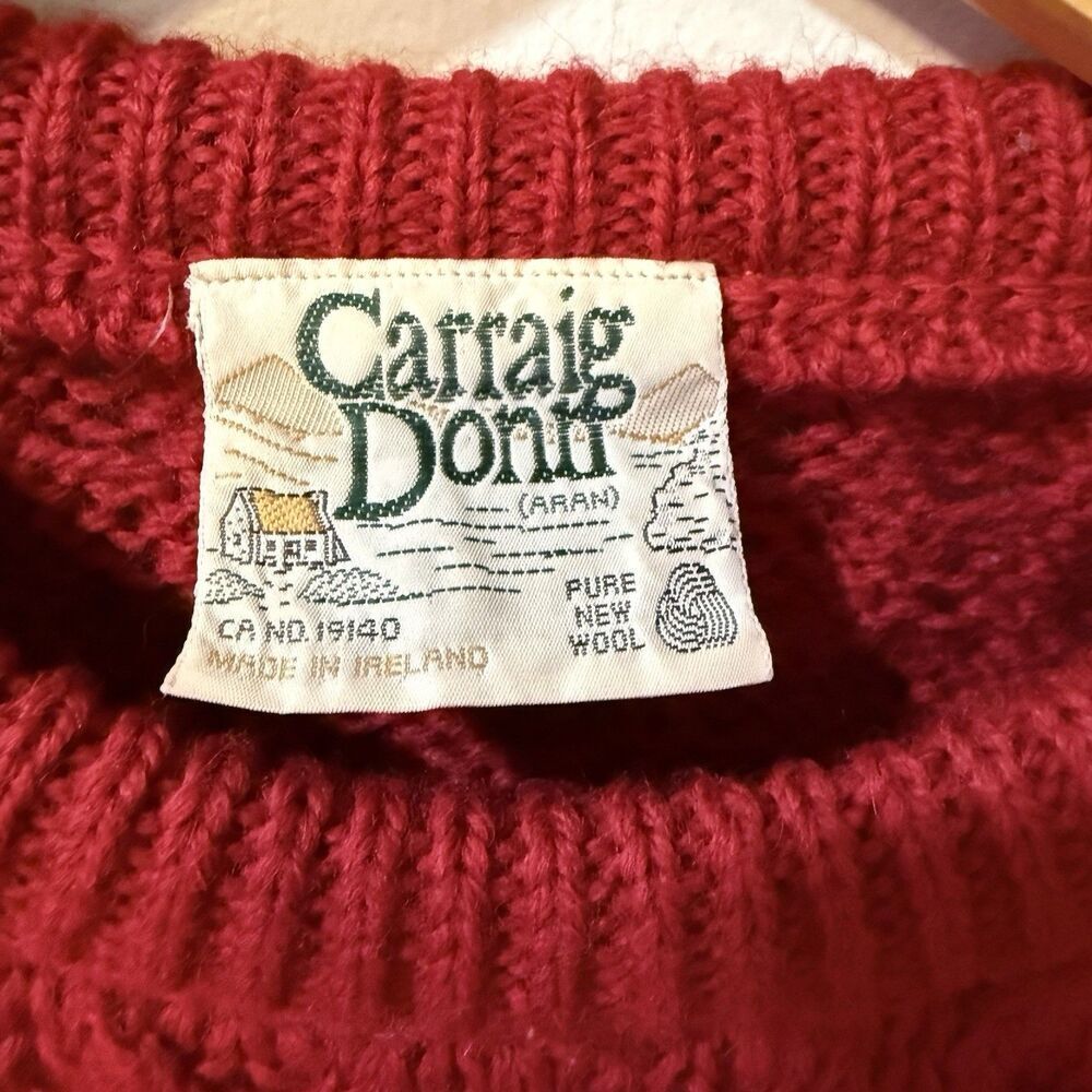 Carraig Donn Fishermens Sweater Unisex  M Wool Cableknit Made in Ireland - Picture 5 of 8